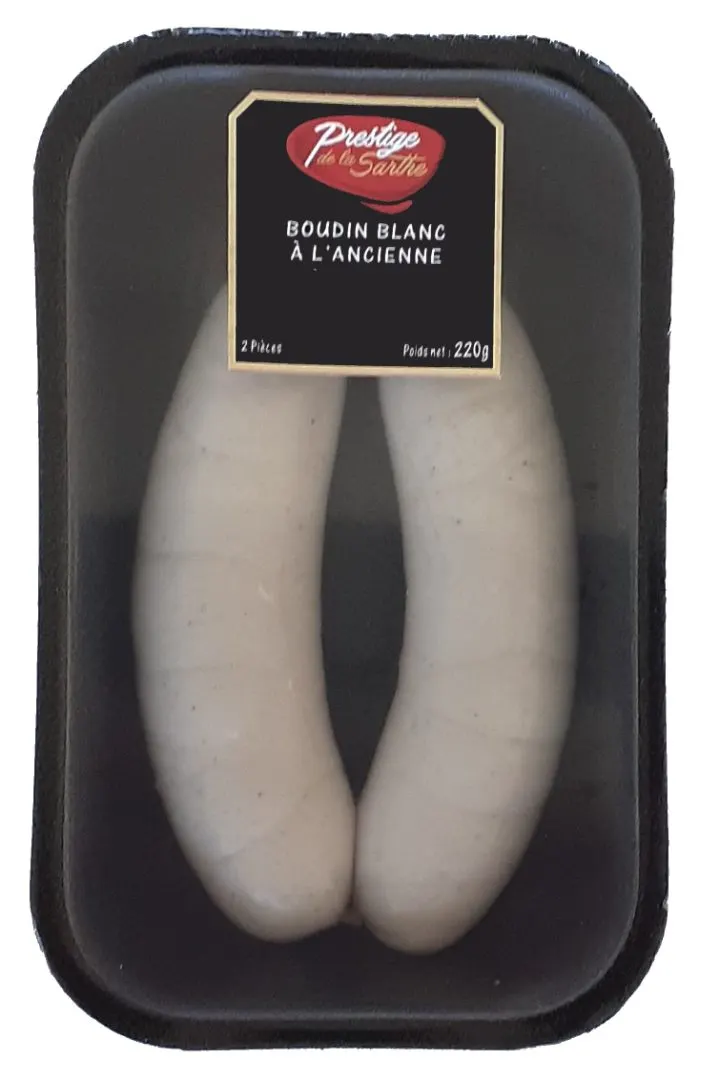 boudin blanc a l'ancienne (porto, morilles et forestier), vendus au rayon coupe et frais emballé — photo 2 sur 2